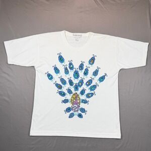 VTG Victoria Harbour Peacock Sequin Beaded Shirt Small AS‎ IS Sleeve Mark Retro